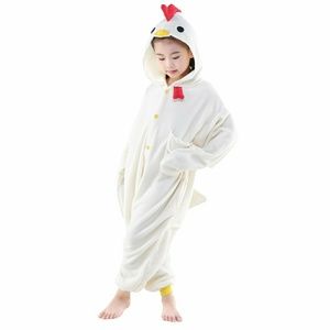 Children White Chicken Fleece Pajamas Cartoon Cost